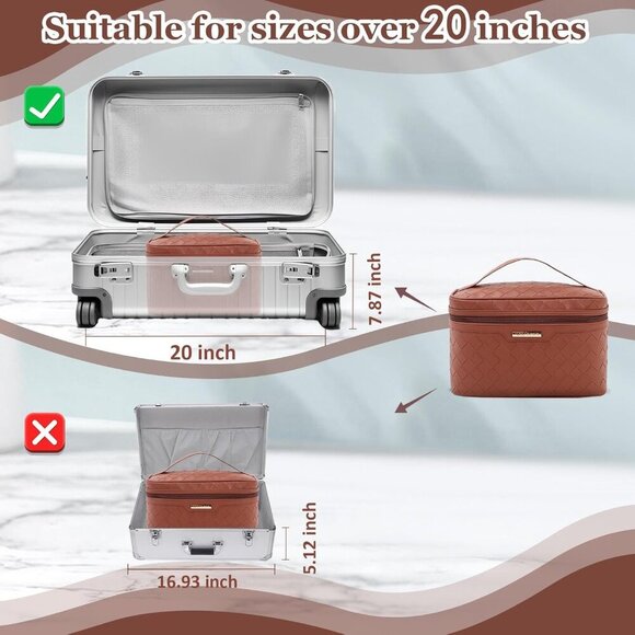 Makeup Bag, Travel Cosmetic Bag, Makeup Organizer Case with Divider and Handle, - Picture 6 of 8